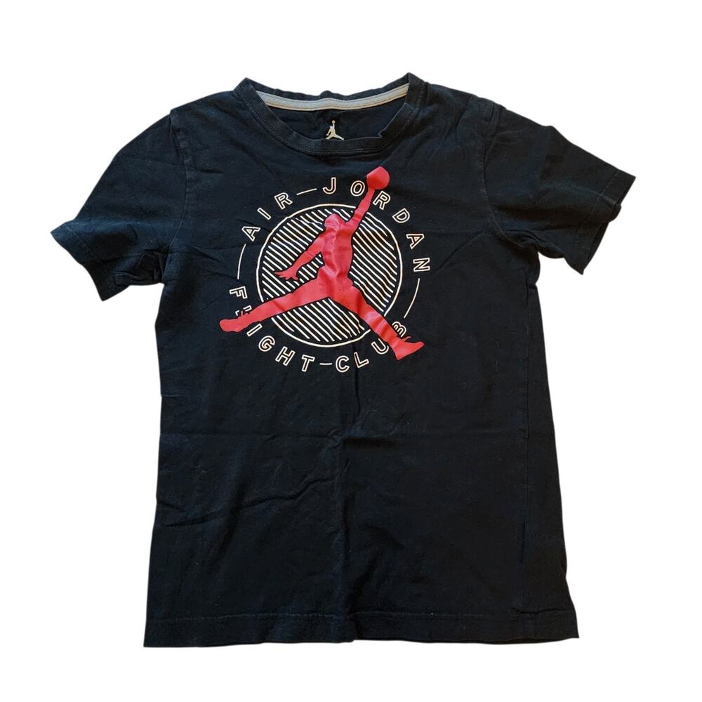 Air Jordan Boys Graphic Tee Size M Black Red Short Sleeve Crew Neck Shirt